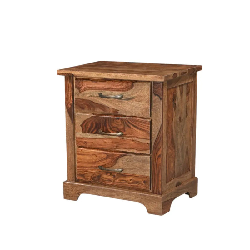 27" Brown Solid Wood Live Edge Three Drawer Nightstand Homeroots Bed & Bath