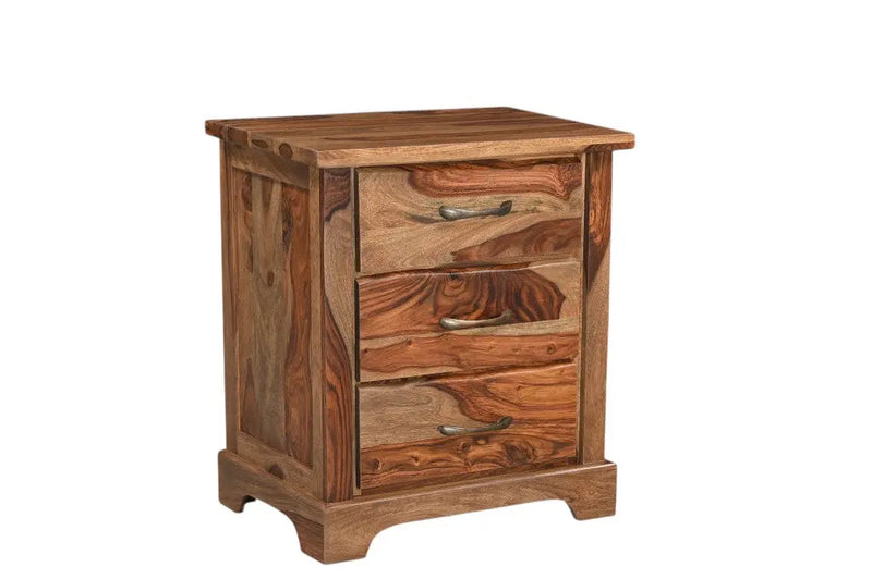 27" Brown Solid Wood Live Edge Three Drawer Nightstand Homeroots Bed & Bath