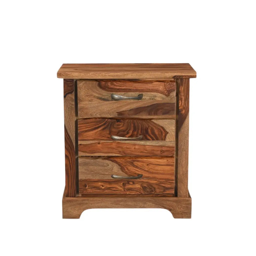 27" Brown Solid Wood Live Edge Three Drawer Nightstand Homeroots Bed & Bath