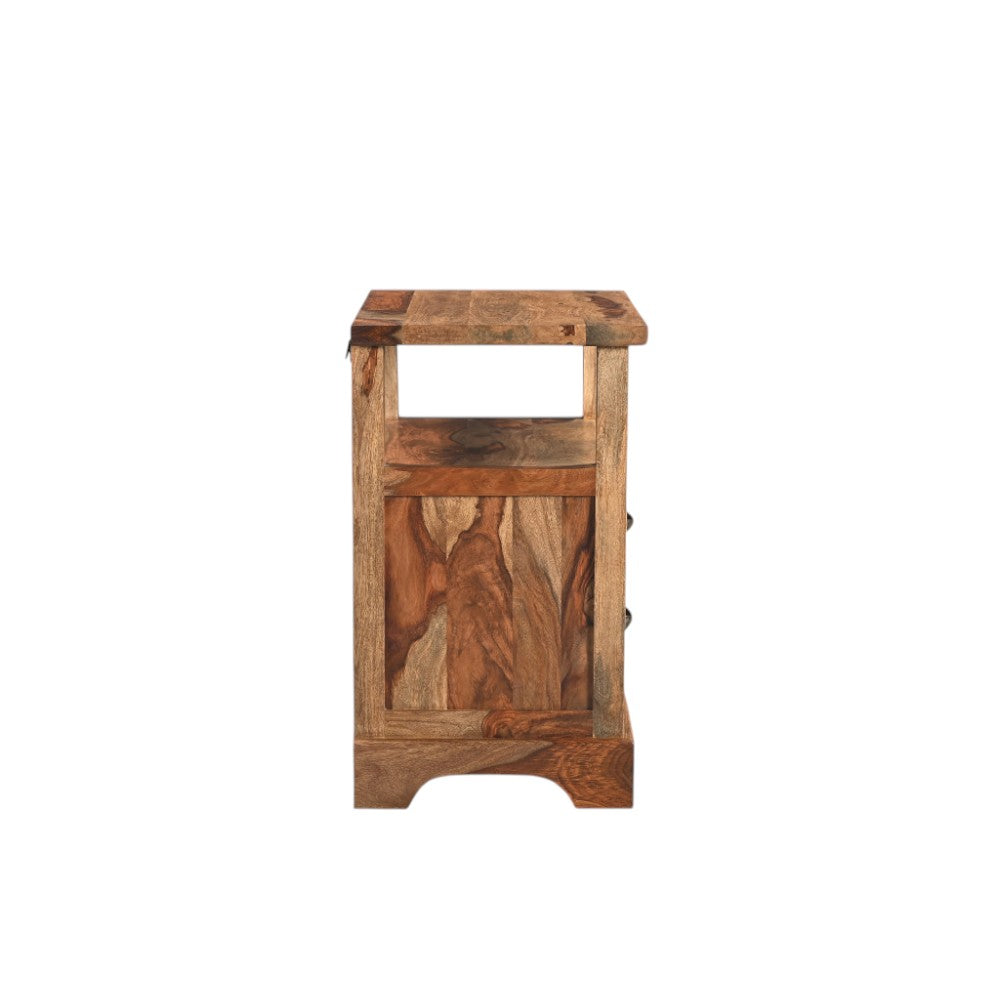 27" Brown Solid Wood Two Drawer Nightstand Homeroots Bed & Bath