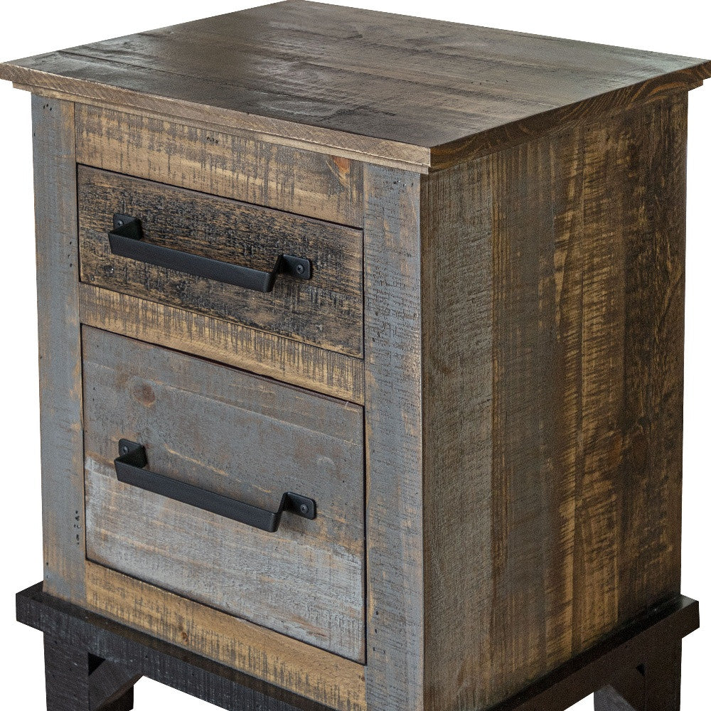 27" Brown Two Drawer Nightstand Homeroots Bed & Bath