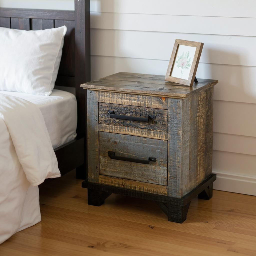 27" Brown Two Drawer Nightstand Homeroots Bed & Bath