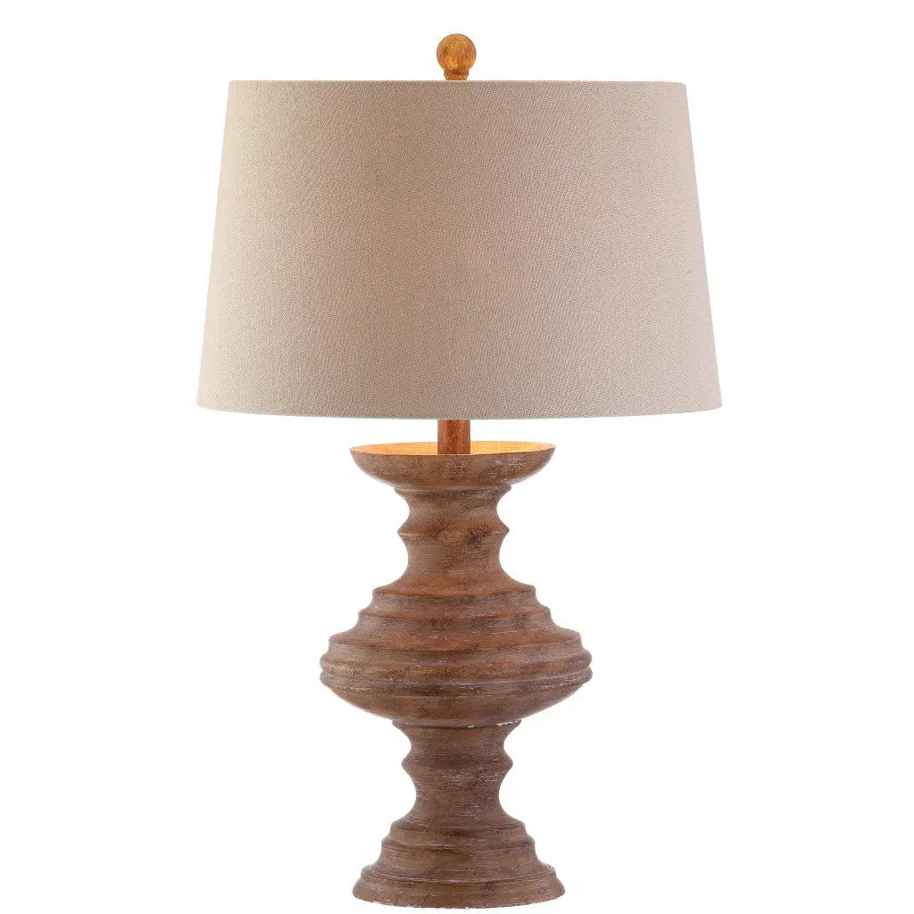 27" Brown Urn Bedside Lamp With Drum Shade Homeroots Lighting