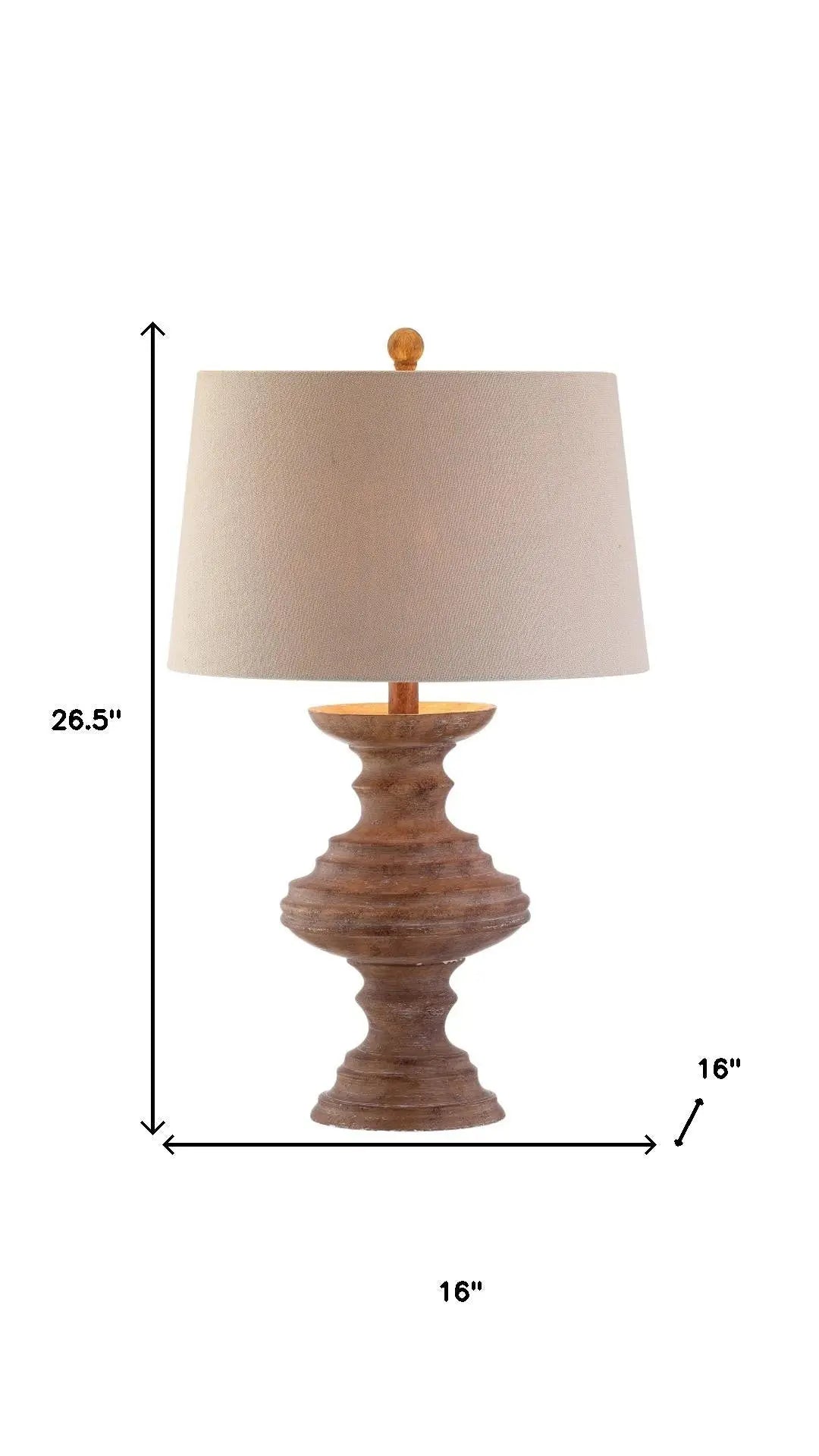 27" Brown Urn Bedside Lamp With Drum Shade Homeroots Lighting