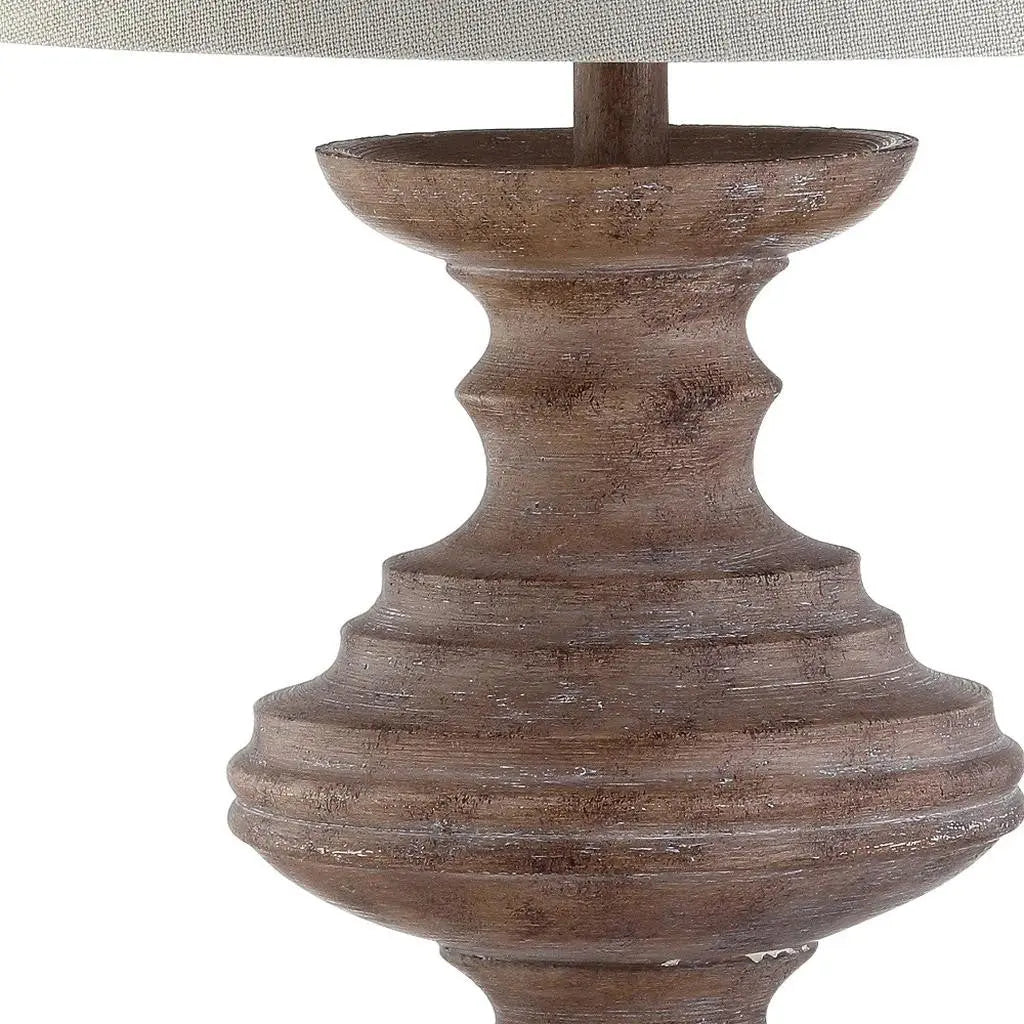 27" Brown Urn Bedside Lamp With Drum Shade Homeroots Lighting