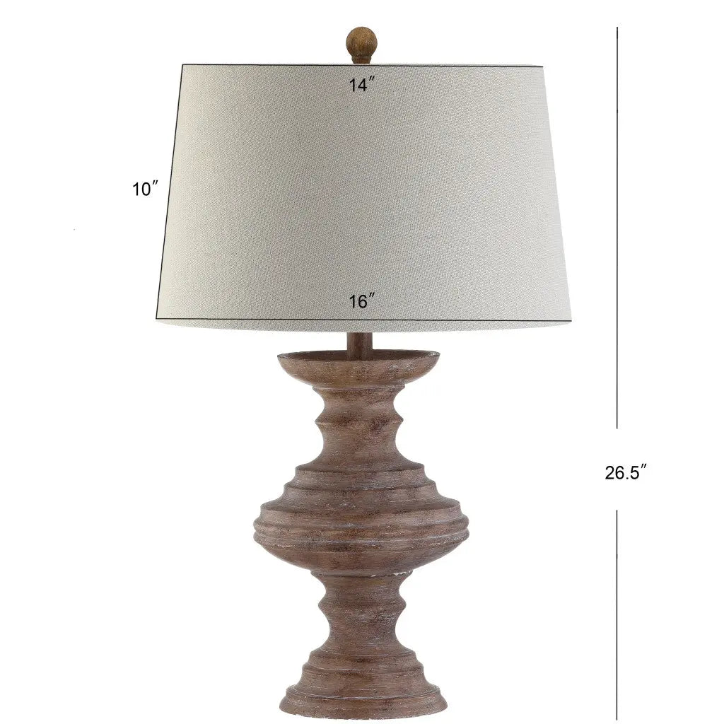 27" Brown Urn Bedside Lamp With Drum Shade Homeroots Lighting