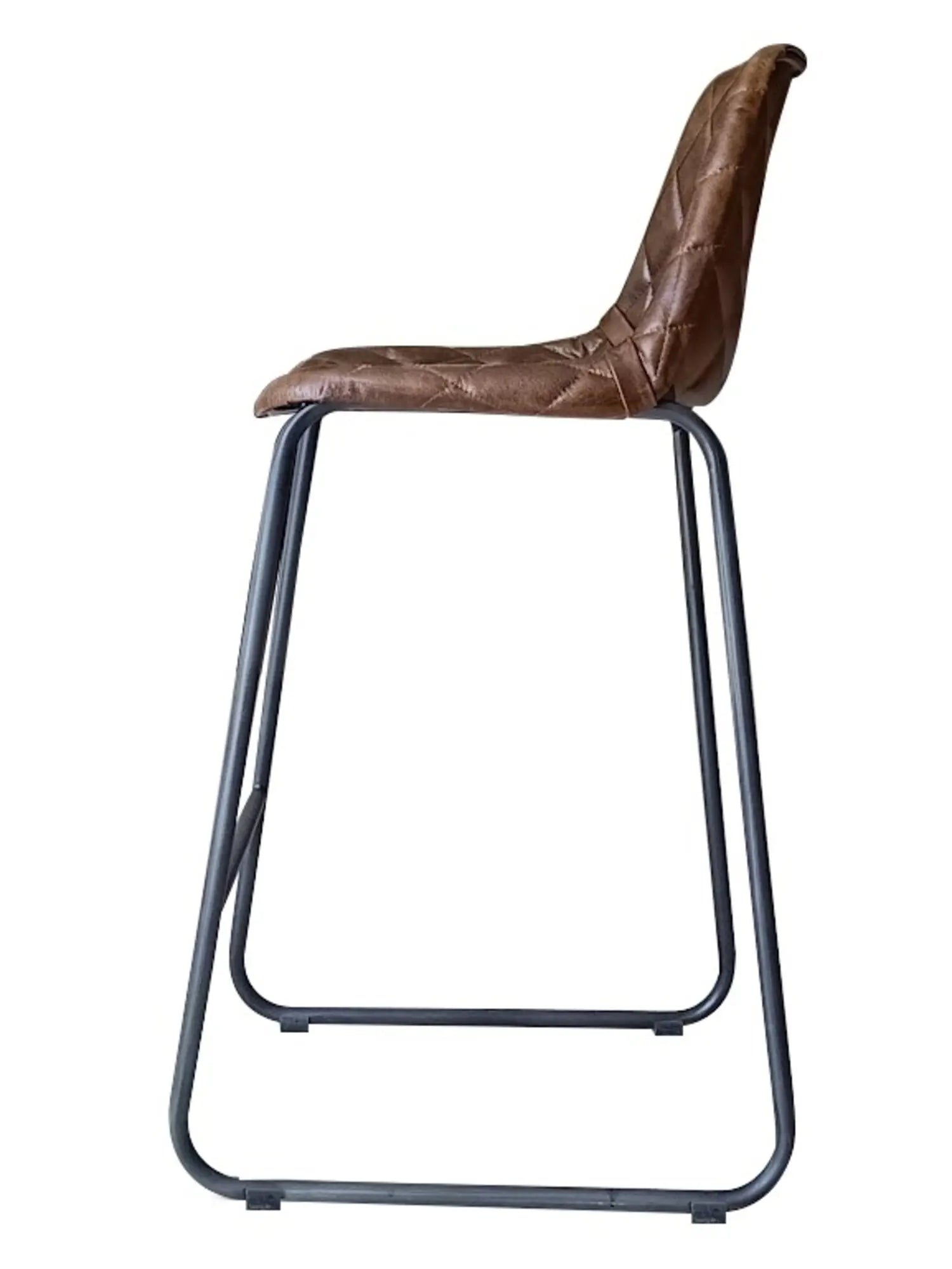 27" Brown and Black Leather and Iron Counter Height Bar Chair Homeroots Living Room