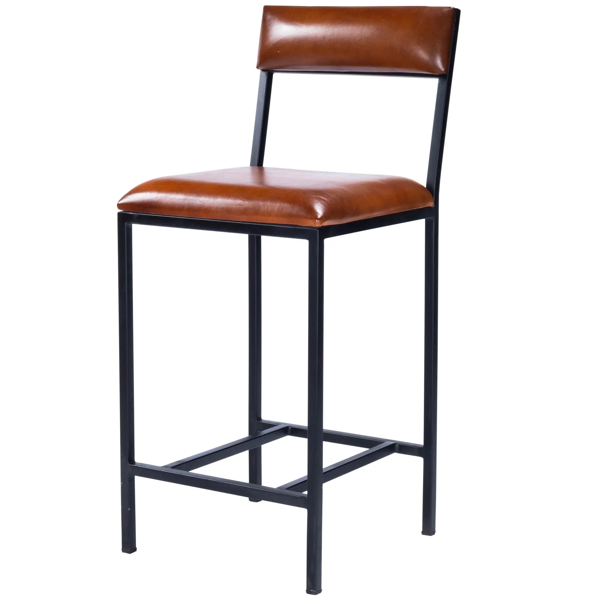 27" Brown and Black Manufactured Wood and Iron Bar Chair Homeroots Living Room