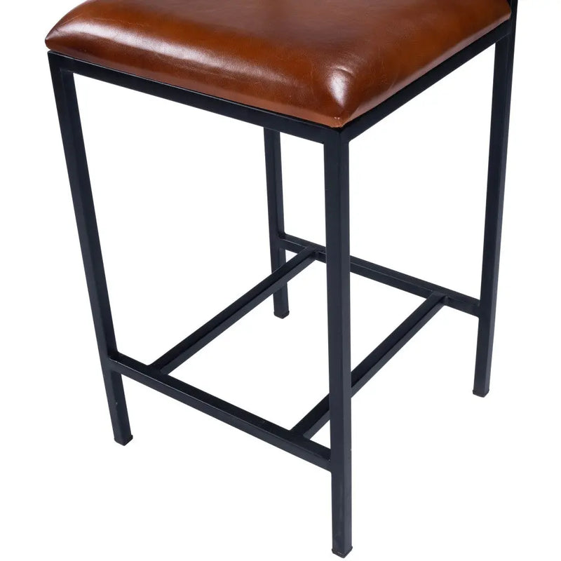 27" Brown and Black Manufactured Wood and Iron Bar Chair Homeroots Living Room