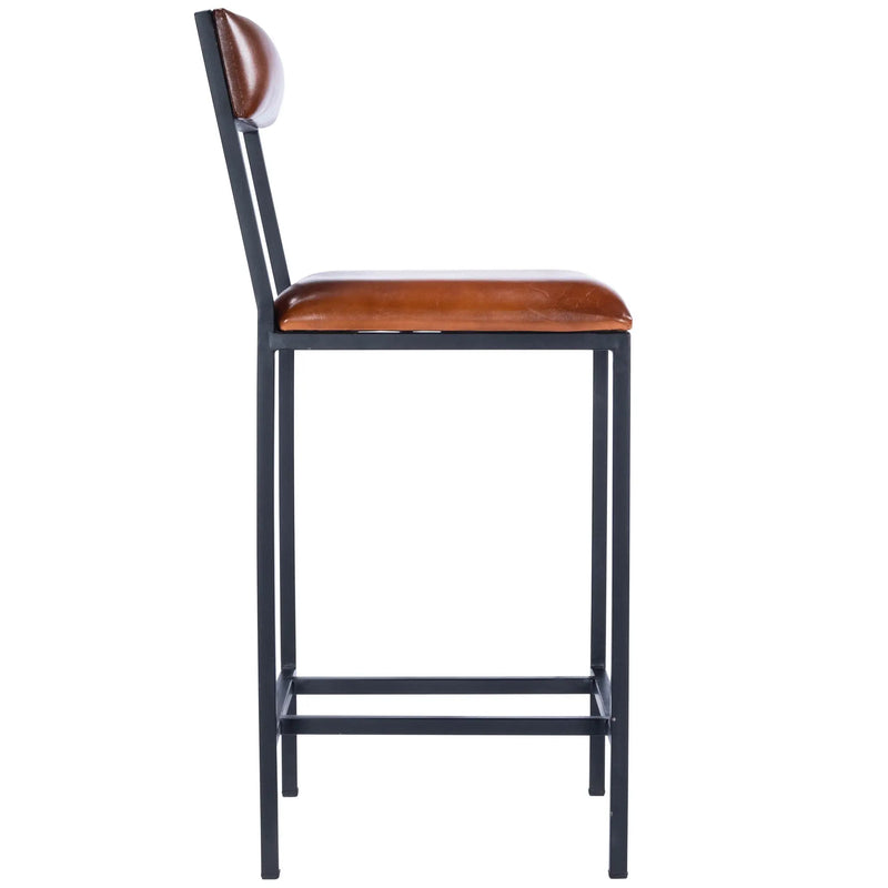 27" Brown and Black Manufactured Wood and Iron Bar Chair Homeroots Living Room