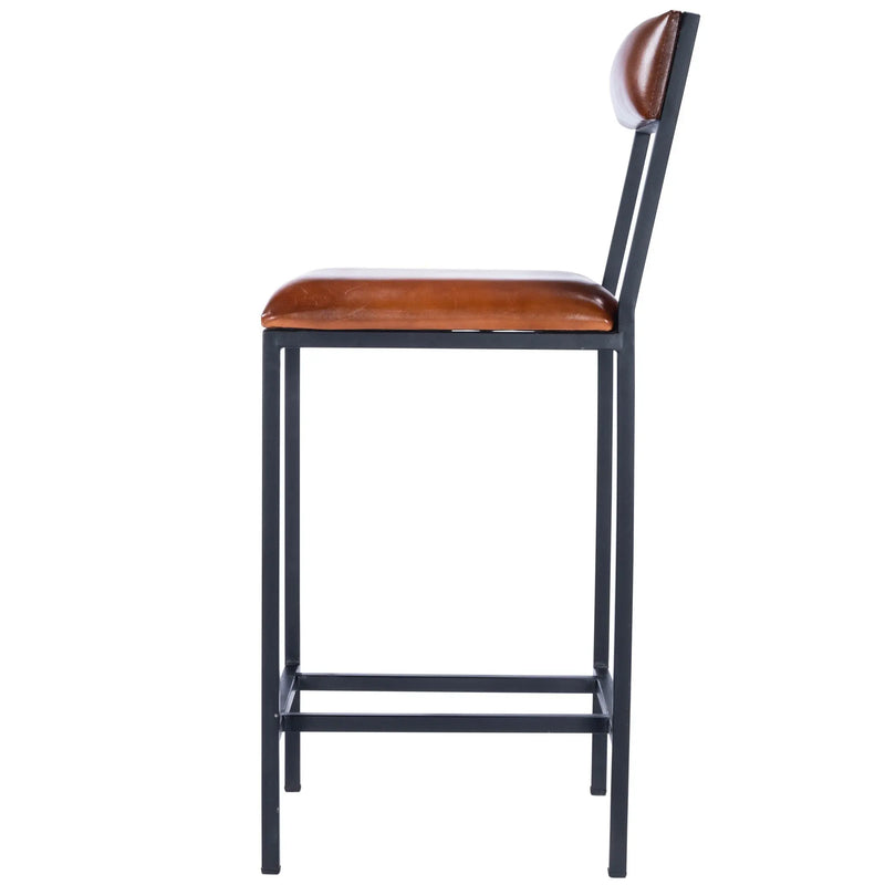 27" Brown and Black Manufactured Wood and Iron Bar Chair Homeroots Living Room