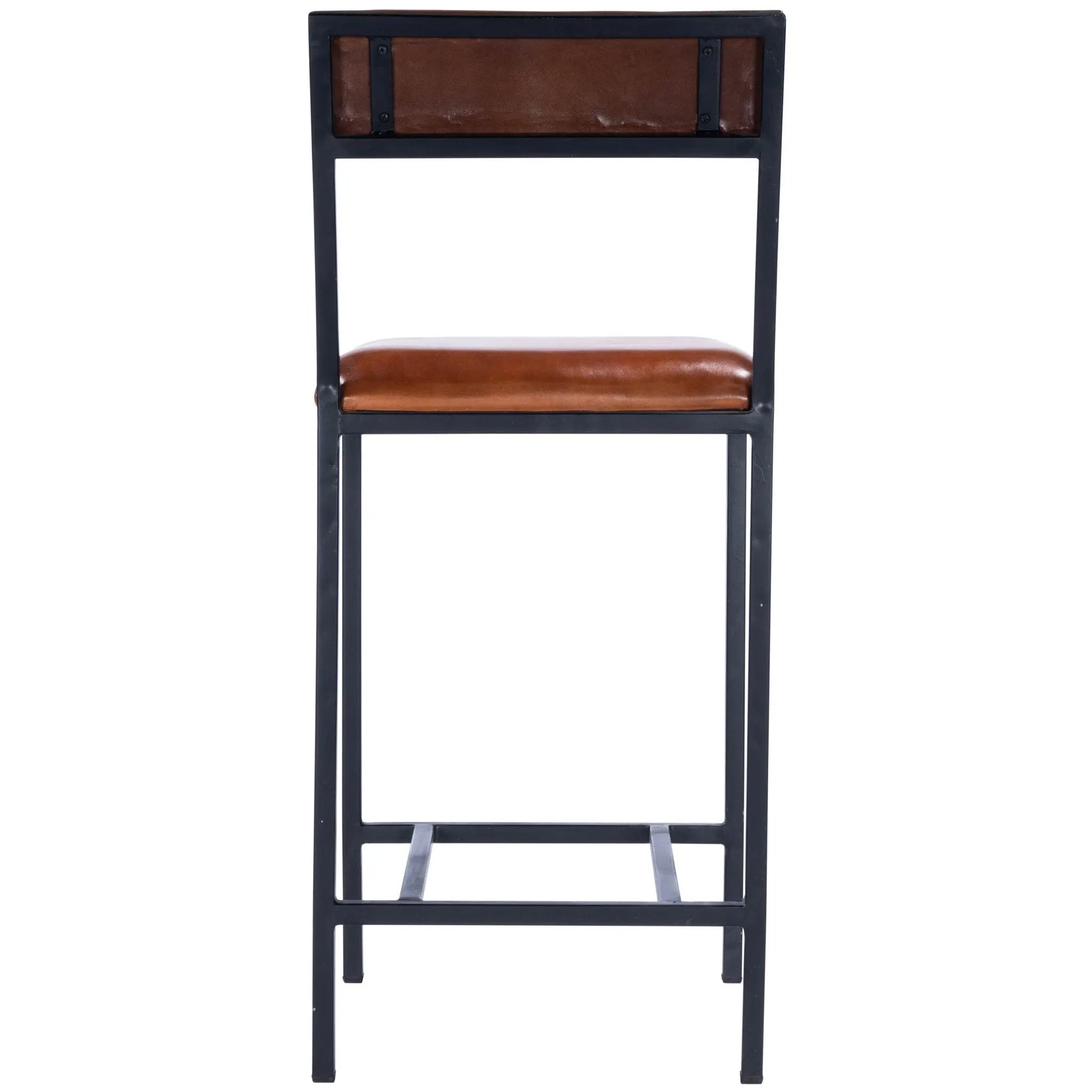 27" Brown and Black Manufactured Wood and Iron Bar Chair Homeroots Living Room