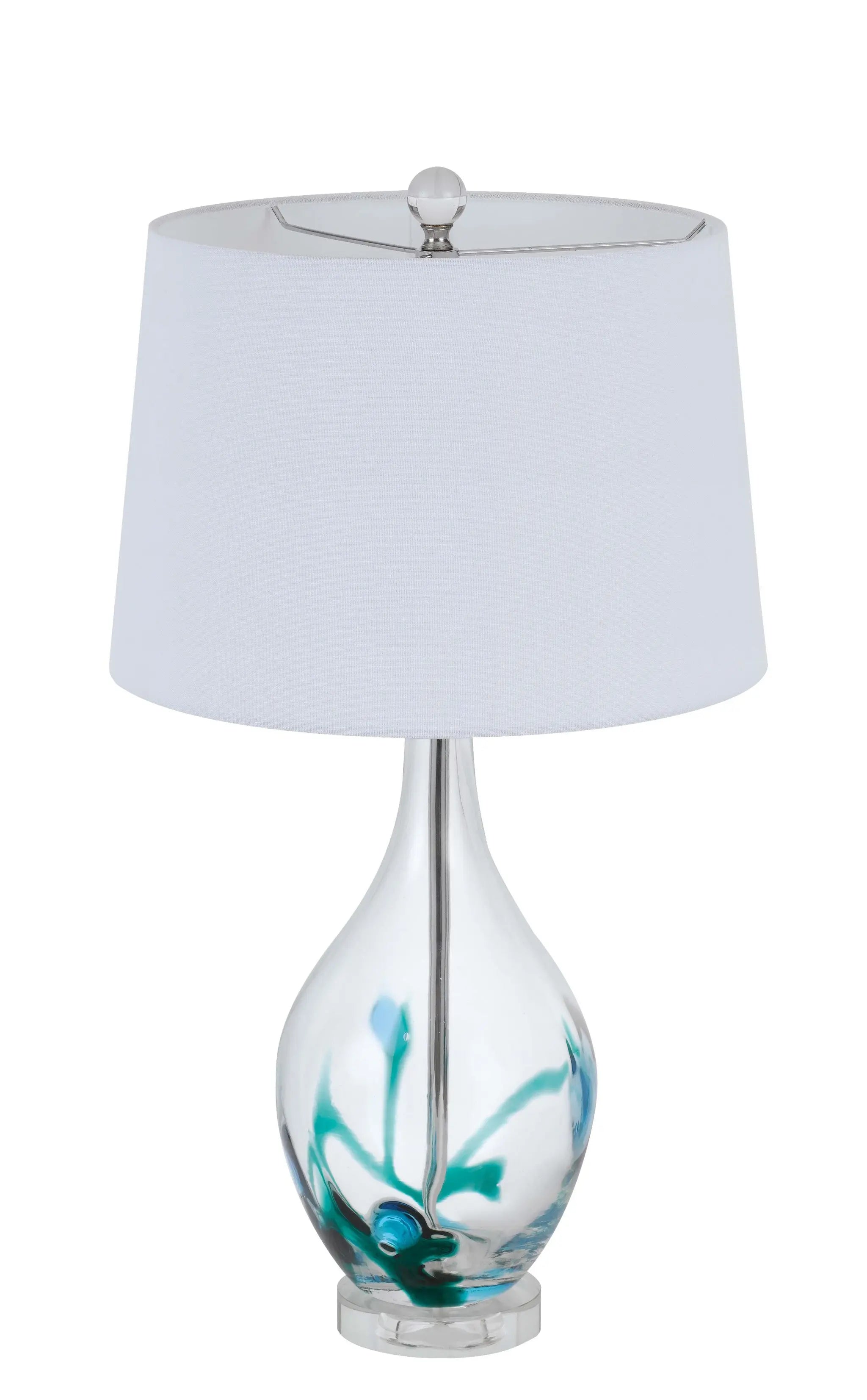 27" Clear Glass Table Lamp With White Empire Shade Homeroots Lighting