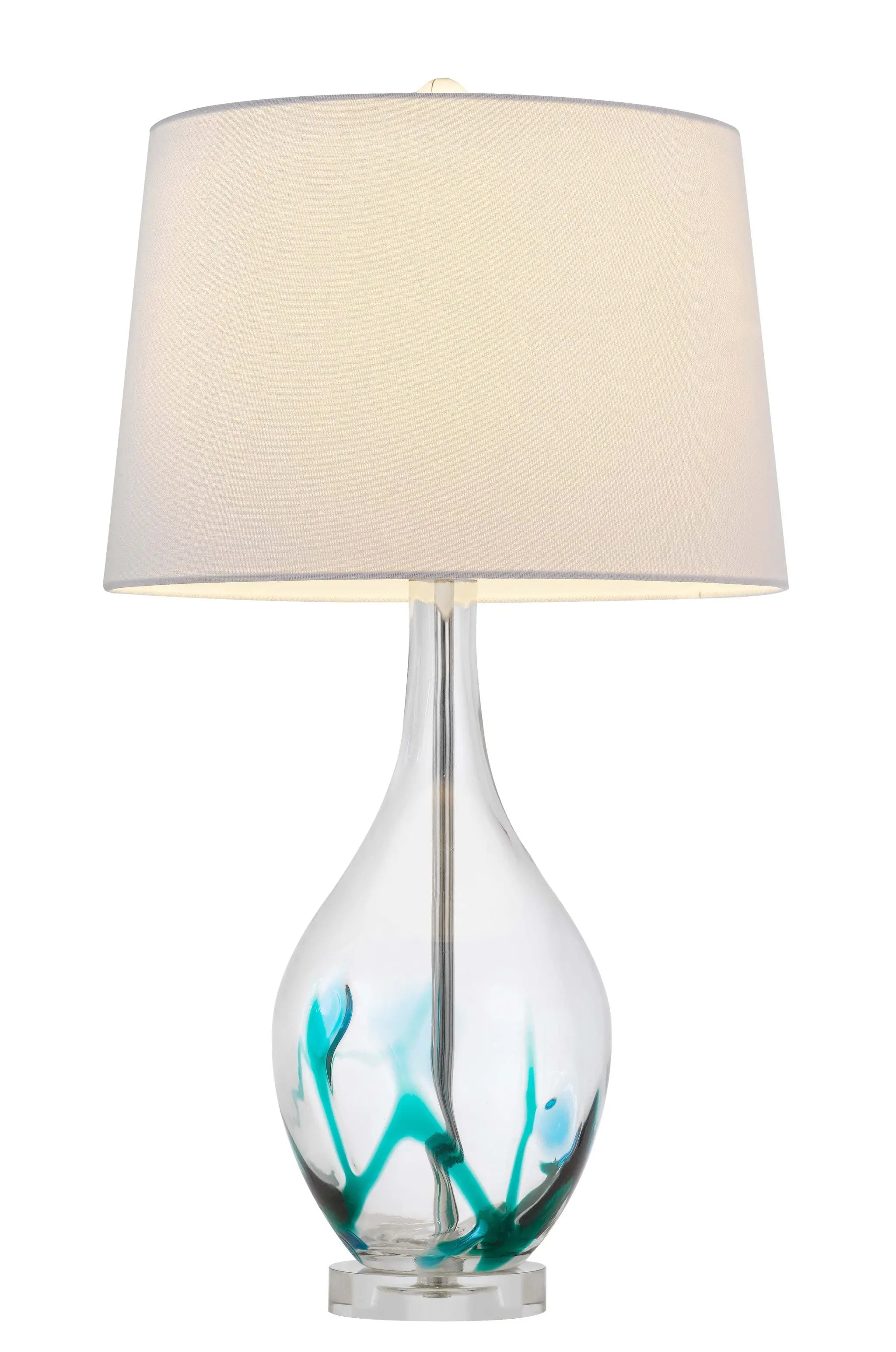 27" Clear Glass Table Lamp With White Empire Shade Homeroots Lighting