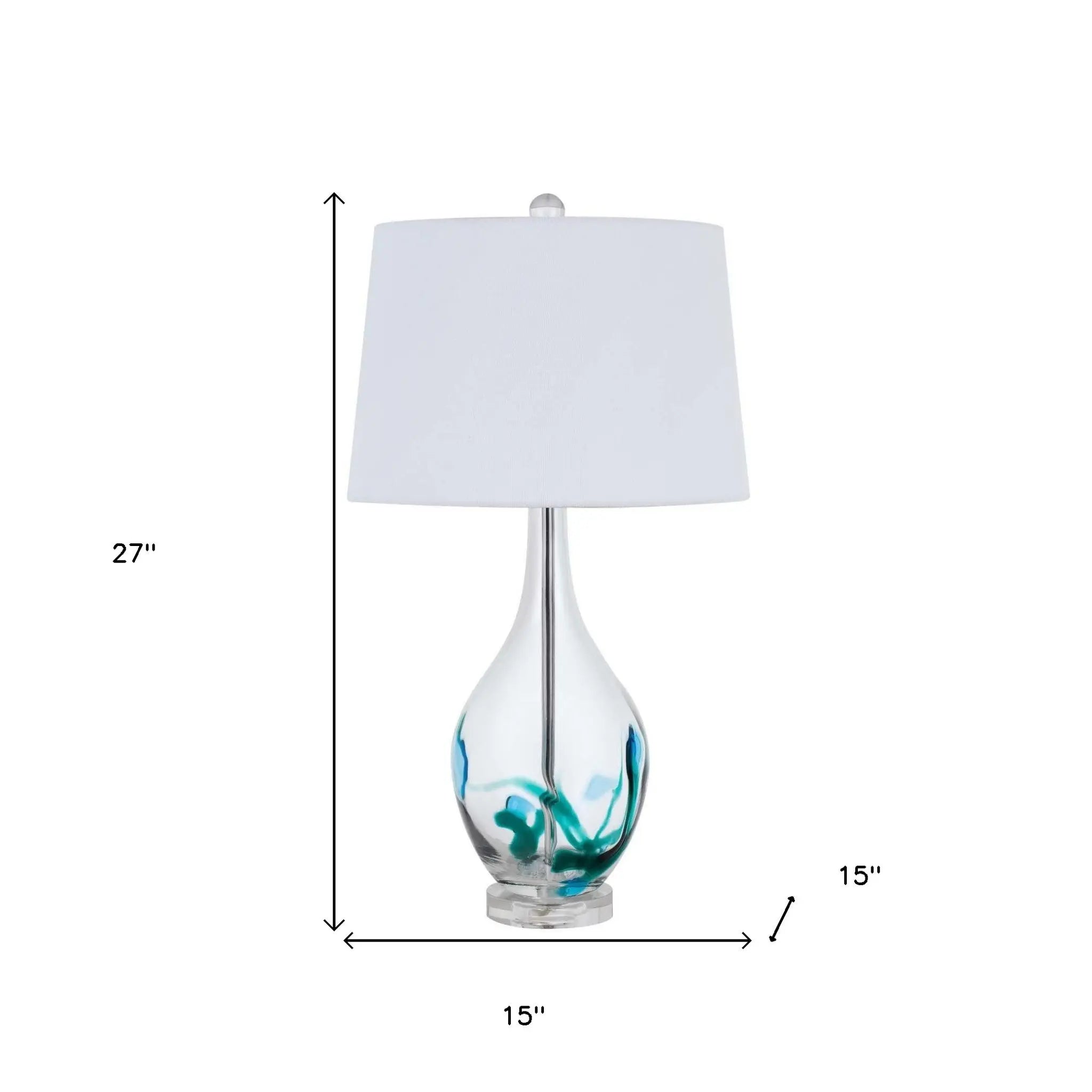 27" Clear Glass Table Lamp With White Empire Shade Homeroots Lighting