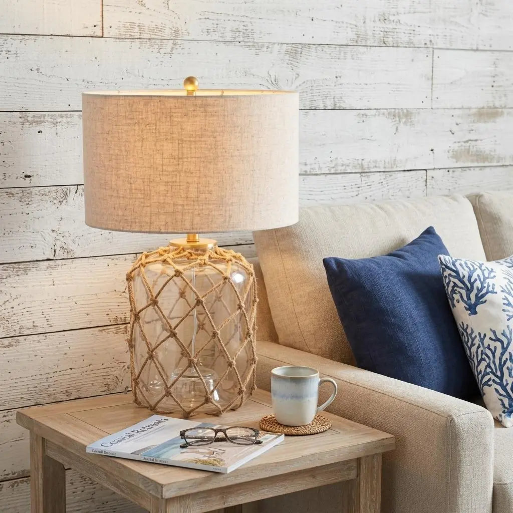 27" Clear Novelty Table Lamp LED With Drum Shade Homeroots Lighting