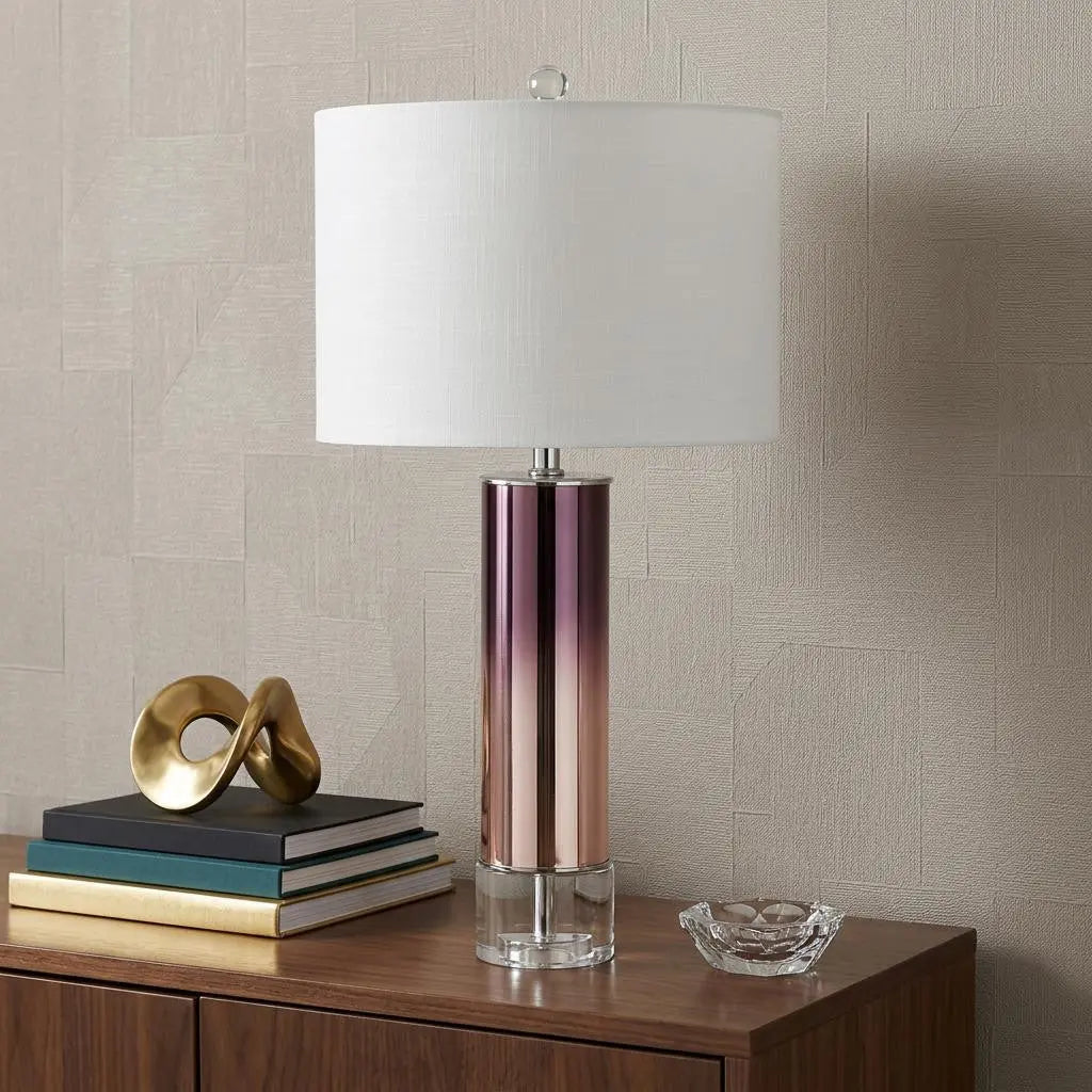 27" Clear Novelty Table Lamp With Drum Shade Homeroots Lighting