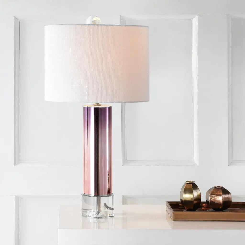 27" Clear Novelty Table Lamp With Drum Shade Homeroots Lighting