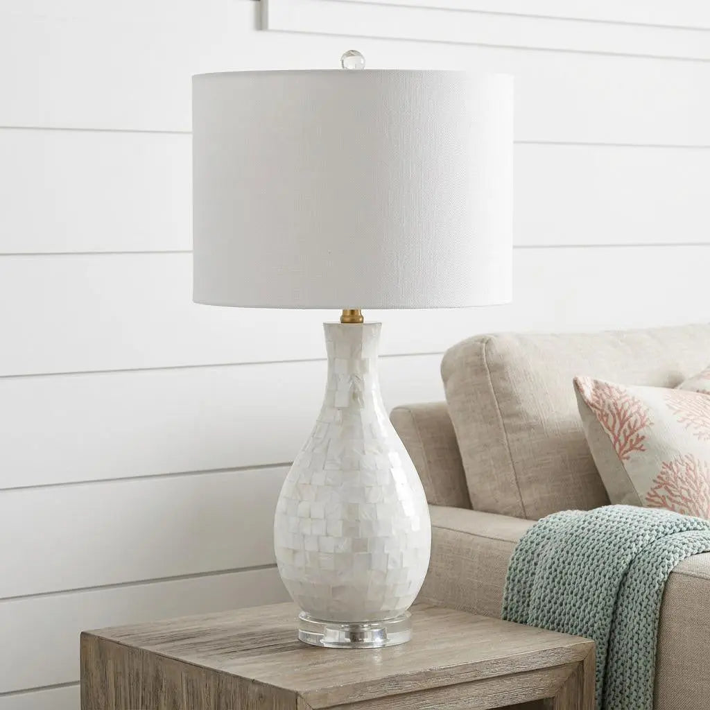 27" Clear Novelty Table Lamp With Drum Shade Homeroots Lighting