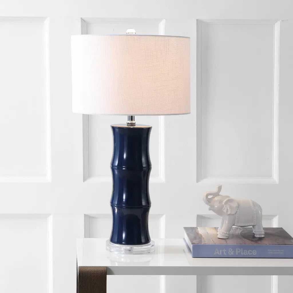27" Clear Novelty Table Lamp With Drum Shade Homeroots Lighting