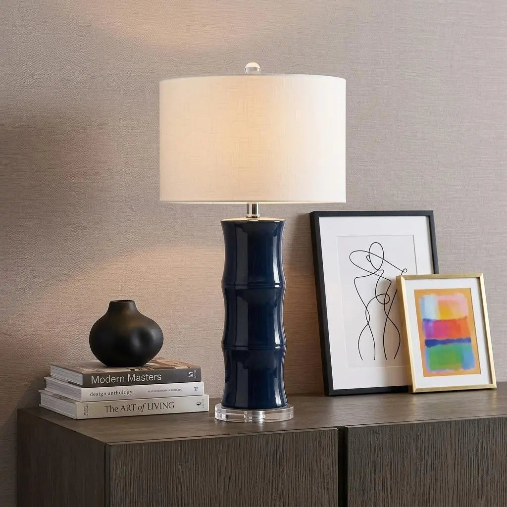 27" Clear Novelty Table Lamp With Drum Shade Homeroots Lighting