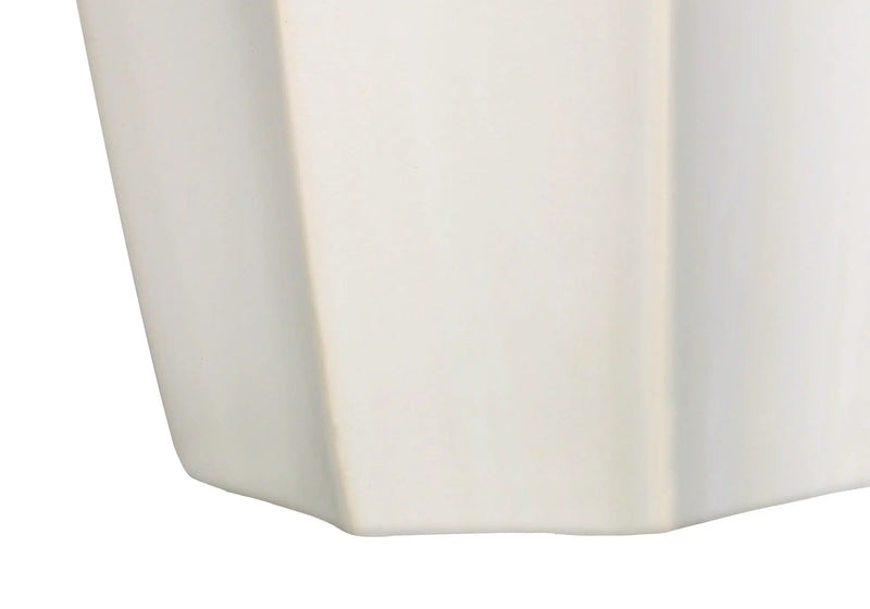 27" Cream Ceramic Geometric Table Lamp With Cream Drum Shade Homeroots Lighting
