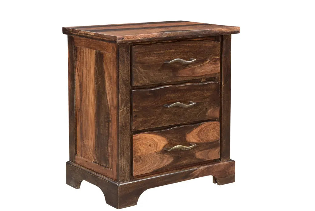 27" Dark Brown Solid Wood Three Drawer Nightstand Homeroots Bed & Bath