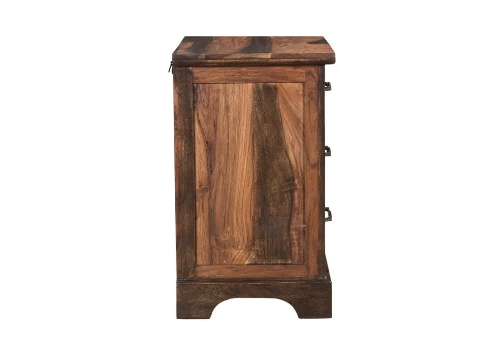 27" Dark Brown Solid Wood Three Drawer Nightstand Homeroots Bed & Bath