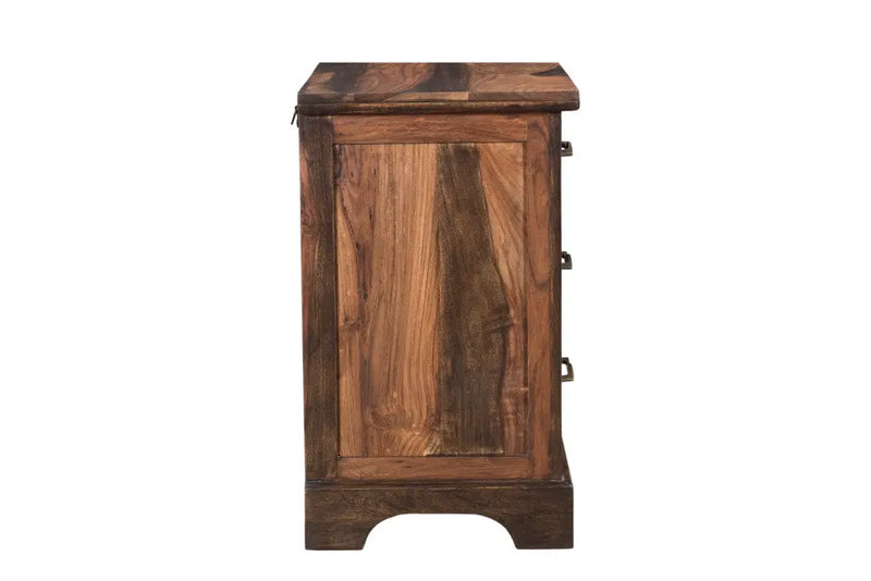 27" Dark Brown Solid Wood Three Drawer Nightstand Homeroots Bed & Bath