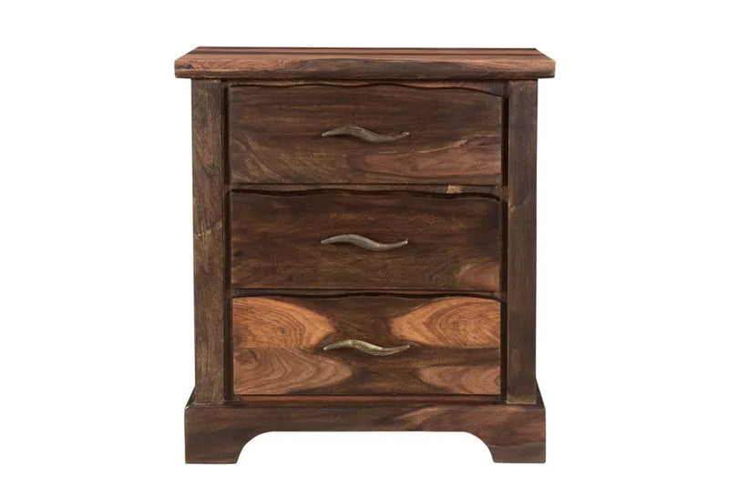 27" Dark Brown Solid Wood Three Drawer Nightstand Homeroots Bed & Bath