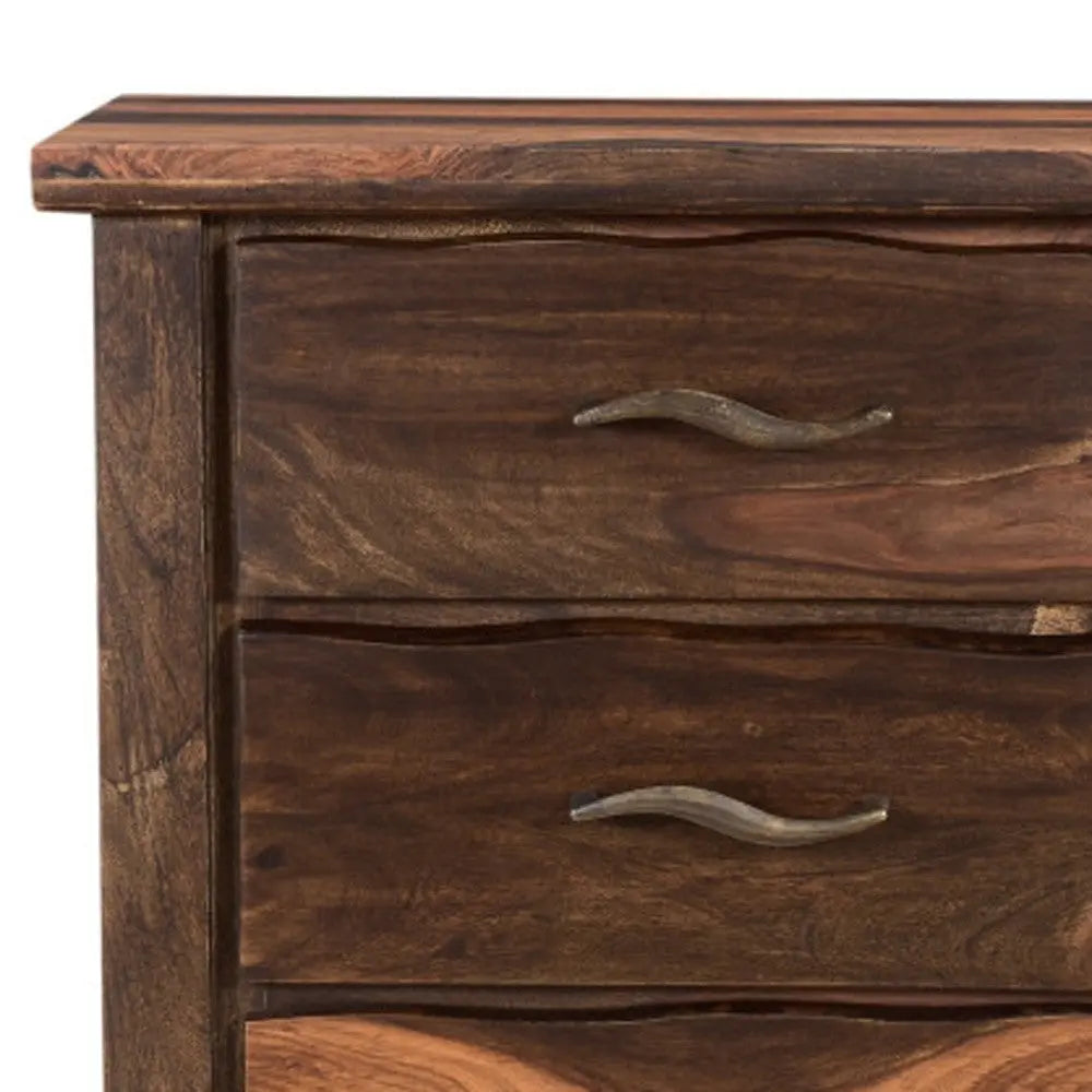 27" Dark Brown Solid Wood Three Drawer Nightstand Homeroots Bed & Bath