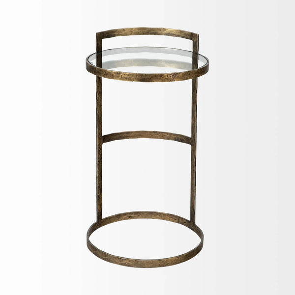 27" Gold And Clear Glass Round End Table - GreatEagleInc