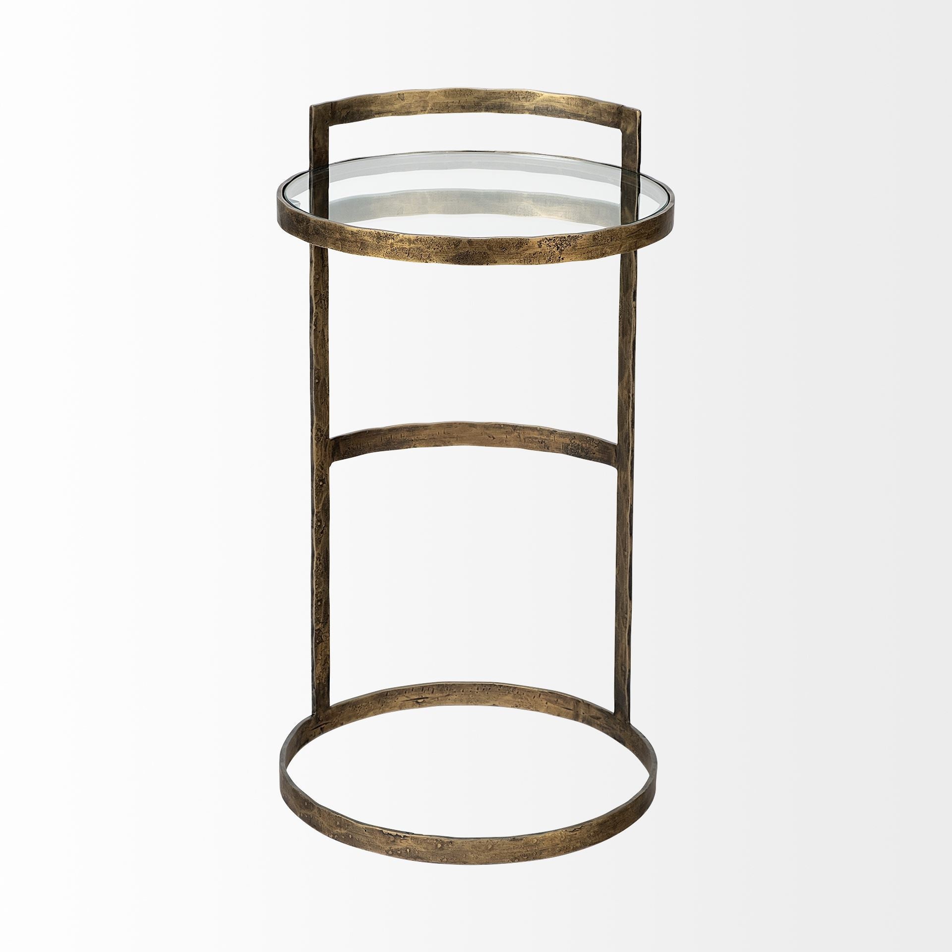 27" Gold And Clear Glass Round End Table - GreatEagleInc