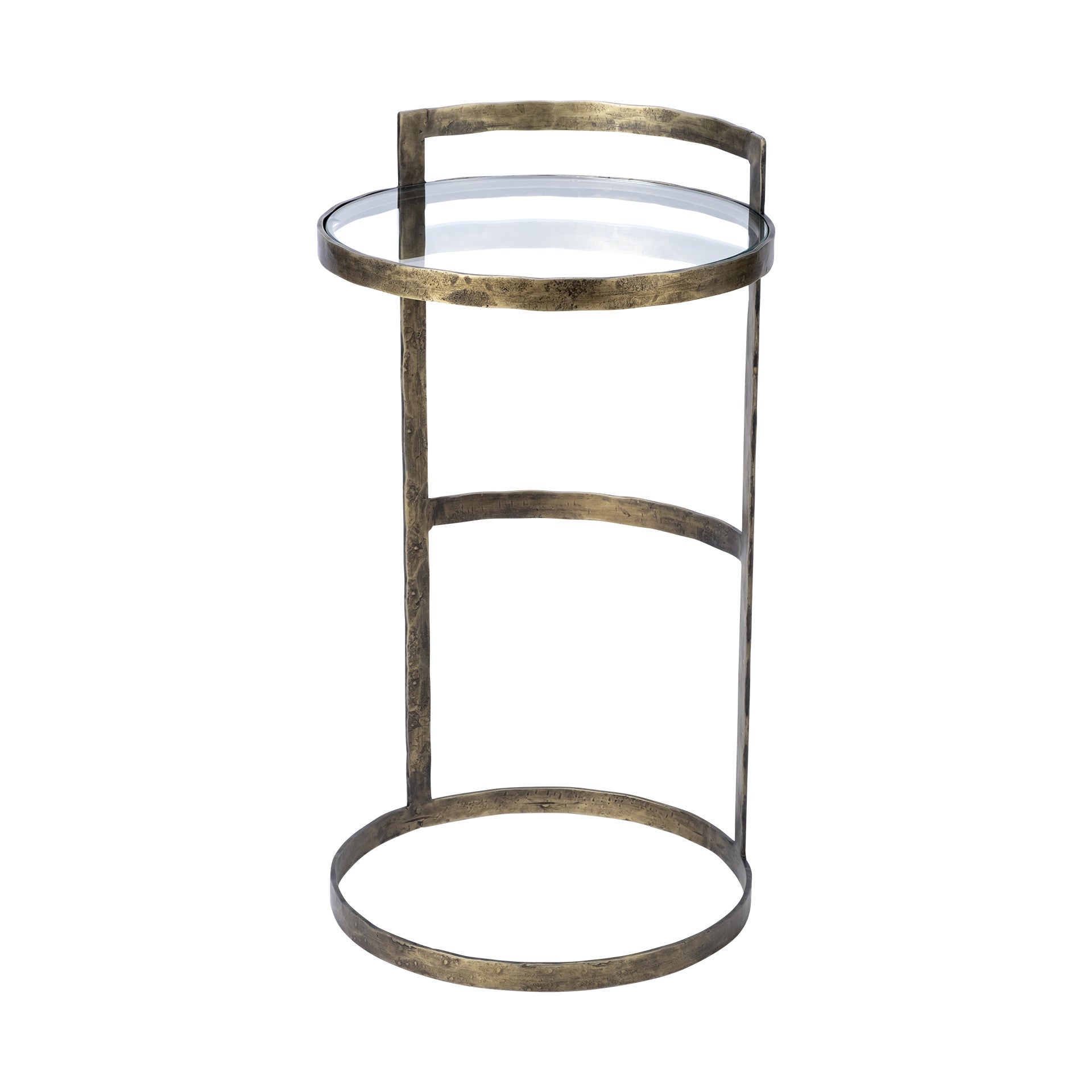 27" Gold And Clear Glass Round End Table - GreatEagleInc