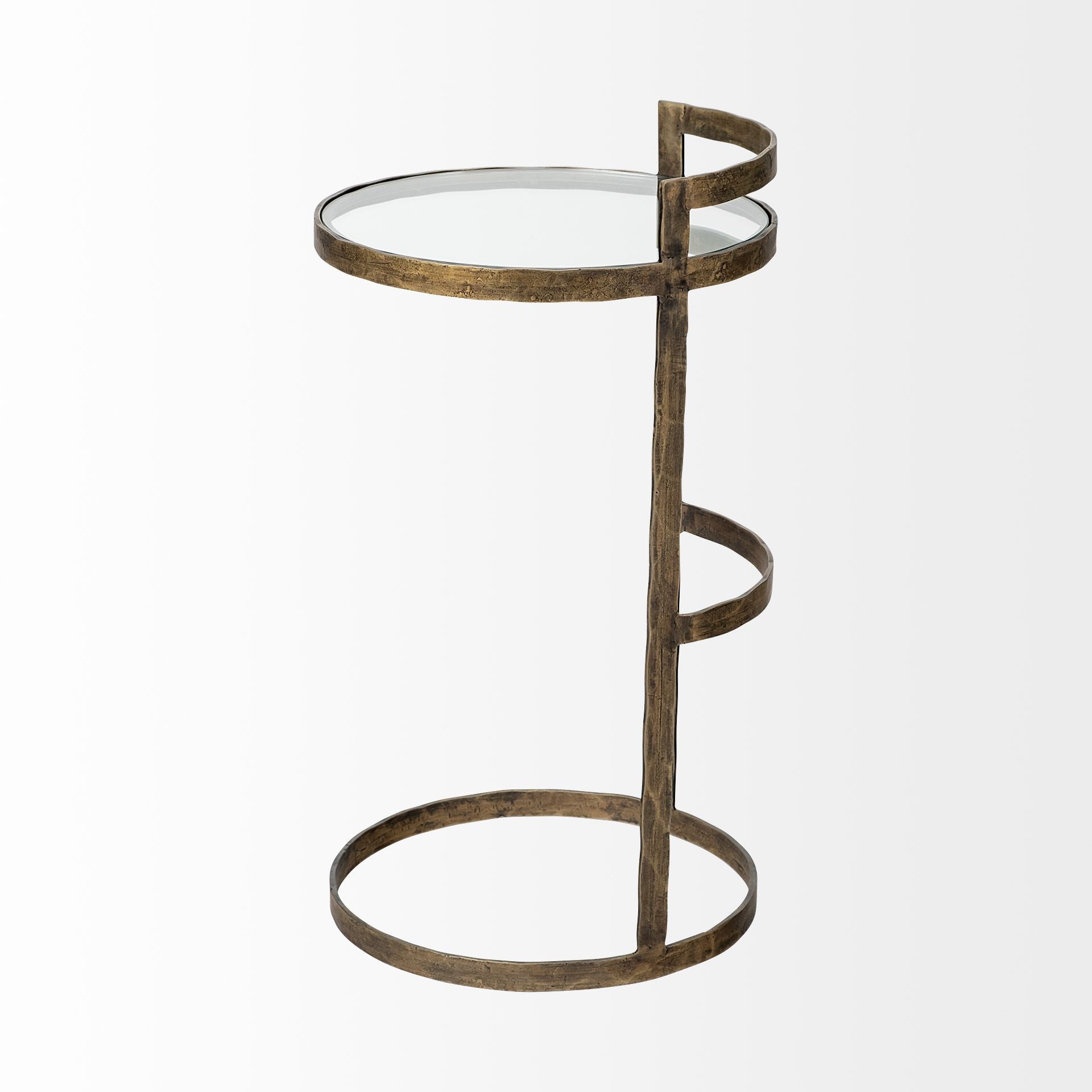 27" Gold And Clear Glass Round End Table - GreatEagleInc