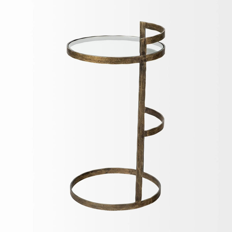 27" Gold And Clear Glass Round End Table - GreatEagleInc