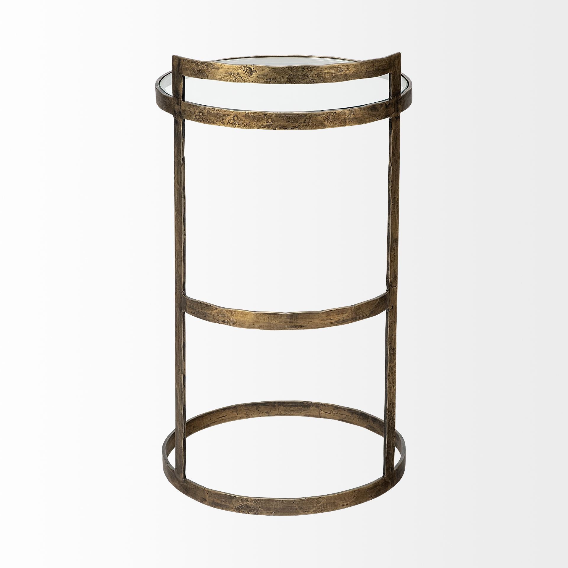 27" Gold And Clear Glass Round End Table - GreatEagleInc