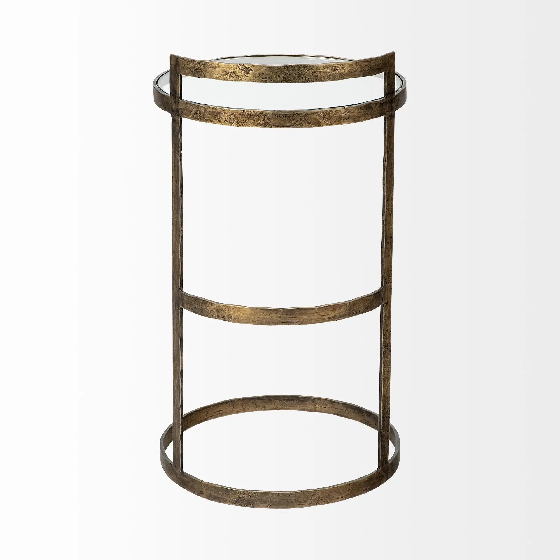 27" Gold And Clear Glass Round End Table - GreatEagleInc