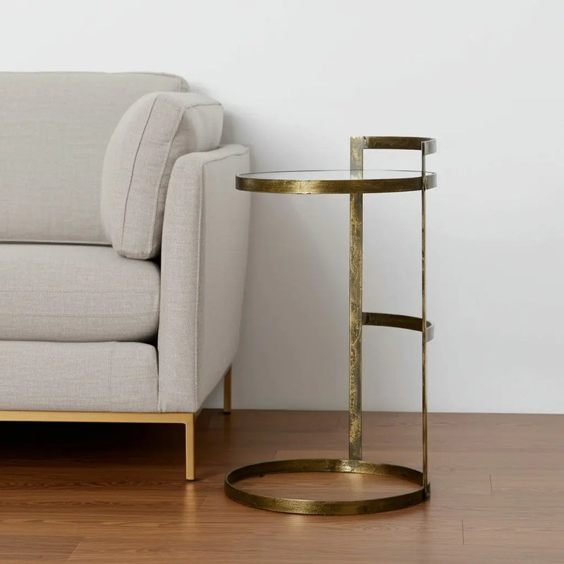 27" Gold And Clear Glass Round End Table - GreatEagleInc