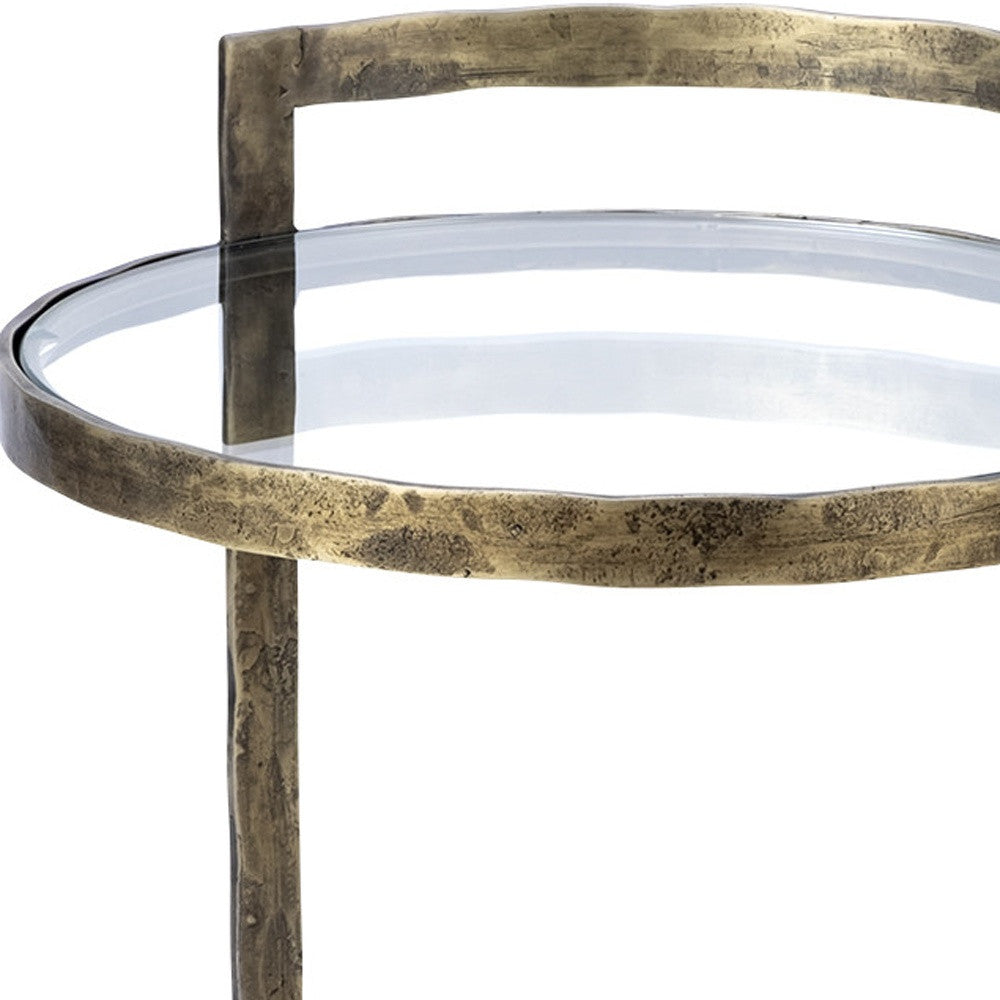 27" Gold And Clear Glass Round End Table - GreatEagleInc