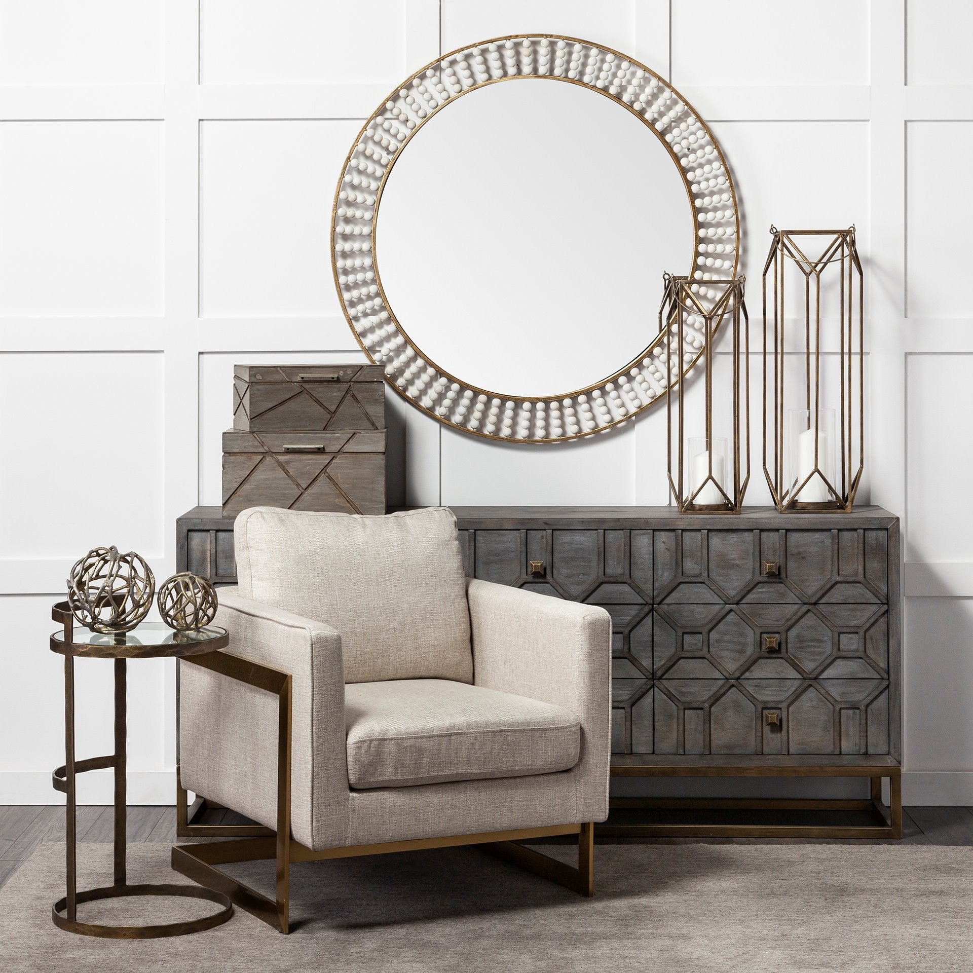27" Gold And Clear Glass Round End Table - GreatEagleInc