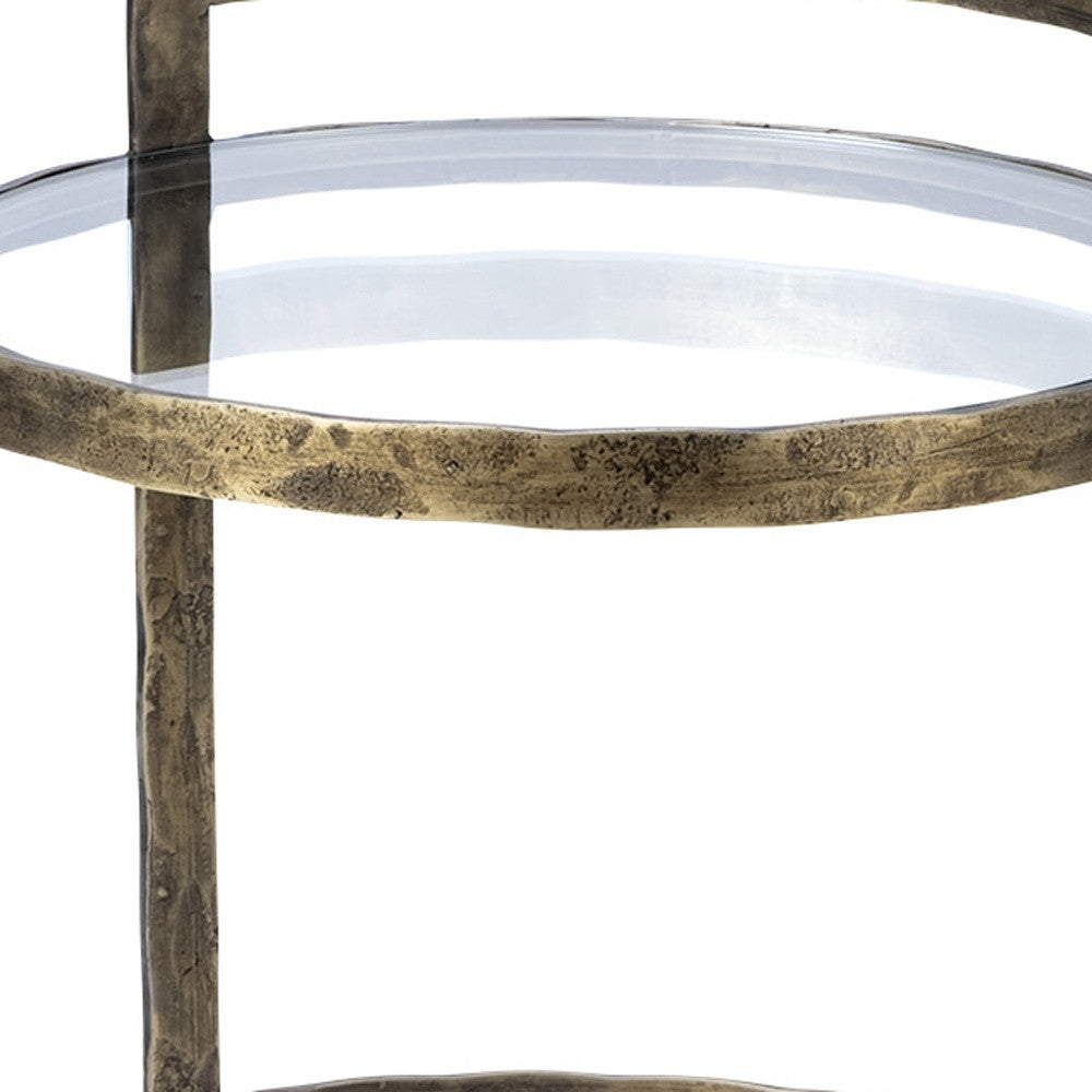 27" Gold And Clear Glass Round End Table - GreatEagleInc