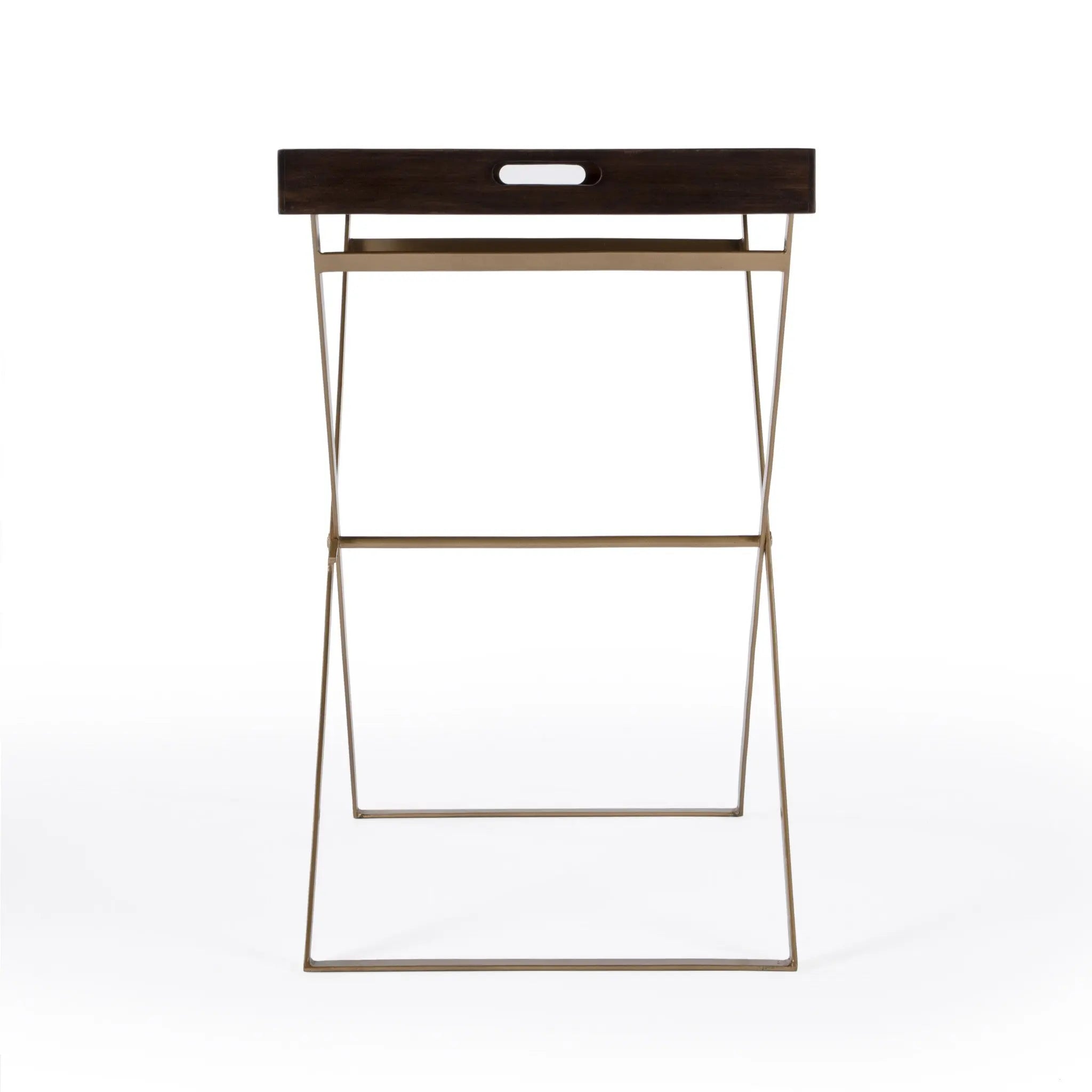 27" Gold And Walnut Solid Wood Rectangular End Table Homeroots Living Room