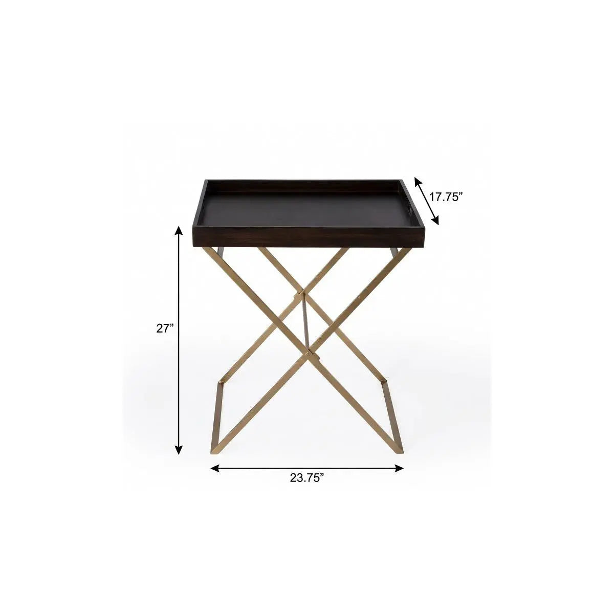 27" Gold And Walnut Solid Wood Rectangular End Table Homeroots Living Room