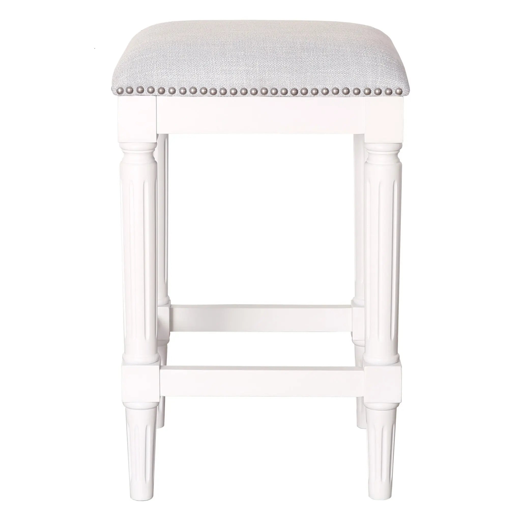 27" Gray And Antiqued White Solid Wood Backless Counter Height Bar Chair Homeroots Living Room