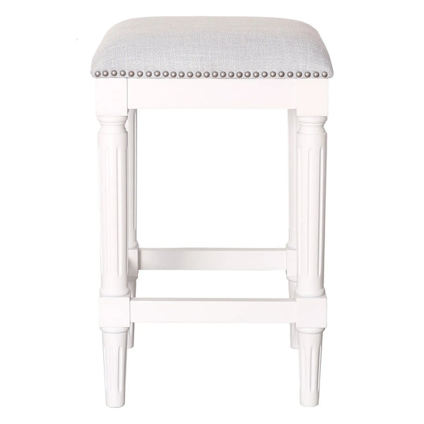 27" Gray And Antiqued White Solid Wood Backless Counter Height Bar Chair Homeroots Living Room