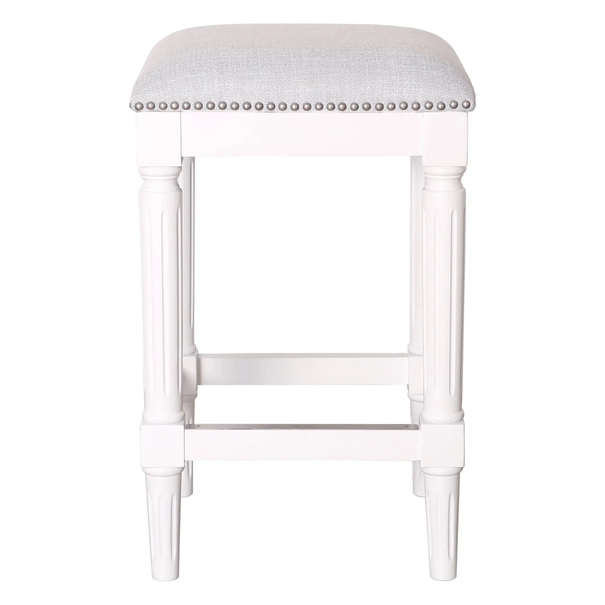 27" Gray And Antiqued White Solid Wood Backless Counter Height Bar Chair Homeroots Living Room