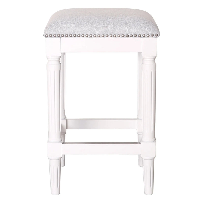 27" Gray And Antiqued White Solid Wood Backless Counter Height Bar Chair Homeroots Living Room