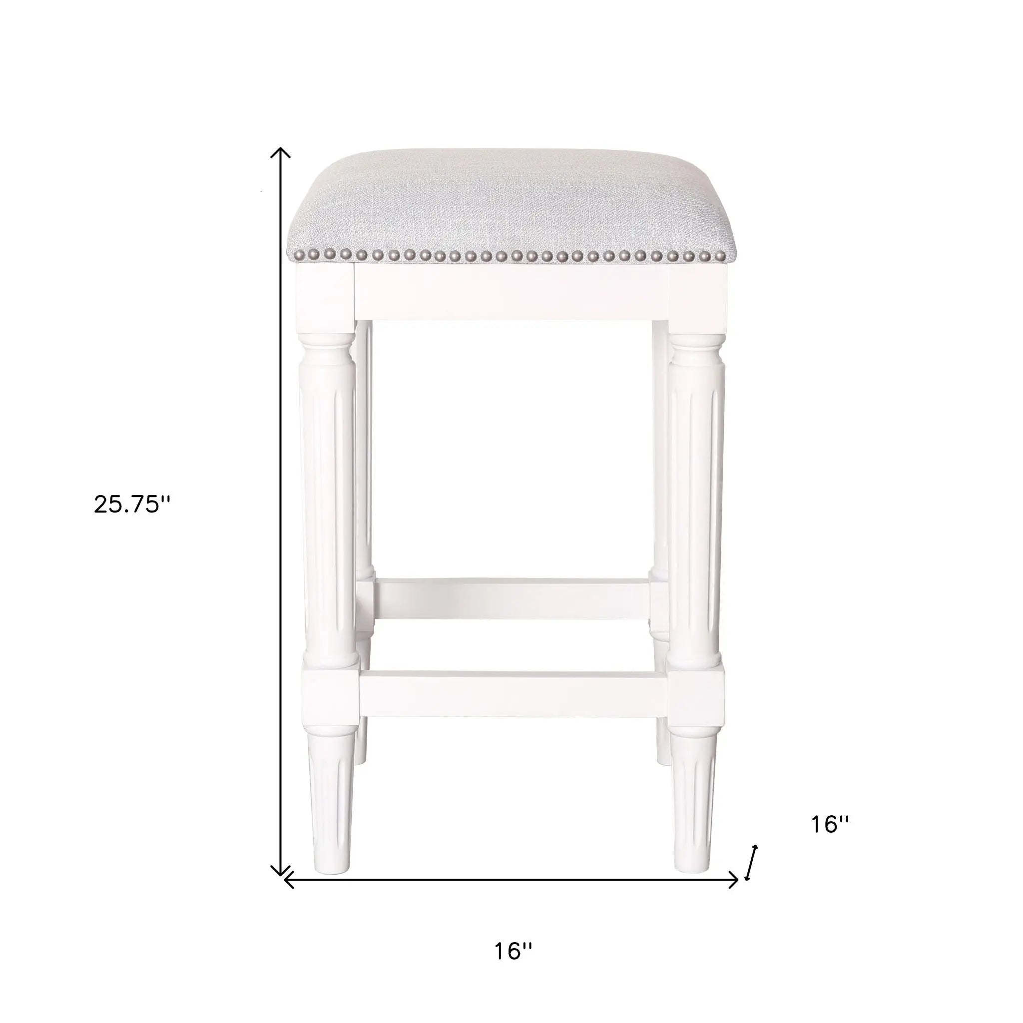 27" Gray And Antiqued White Solid Wood Backless Counter Height Bar Chair Homeroots Living Room