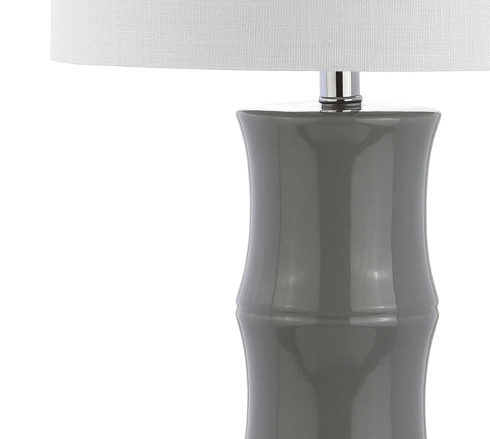 27" Gray And Clear Gourd Bedside Lamp With Drum Shade Homeroots Lighting